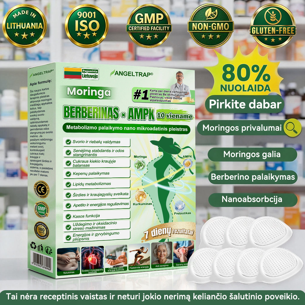 👩‍⚕️ 𝐴𝑁𝐺𝐸𝐿𝑇𝑅𝐴𝑃® 𝐌𝐨𝐫𝐢𝐧𝐠𝐚 × 𝐁𝐞𝐫𝐛𝐞𝐫𝐲𝐧𝐚 × 𝐀𝐌𝐏𝐊 𝟏𝟎 в 𝟏 – Nano mikroadatinis pleistras svorio metimui | Tik 1 kartą per dieną ✅ Matomi pokyčiai per 𝟕 dienas – nutukimui, širdies ir kraujagyslių sveikatai, diabetui ir sąnarių problemoms gydyti